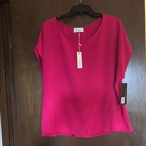 Pink Relaxed Blouse with Short Sleeves